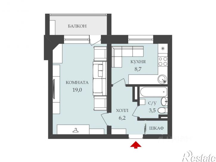 1-комн квартира ул Гребенщикова, 14,  д. 14