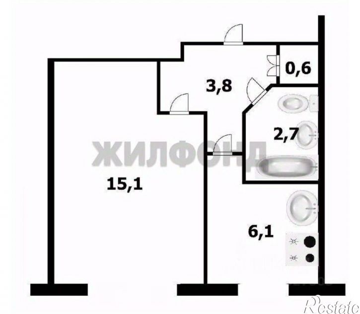1-комн квартира ул Флотская, 24,  д. 24