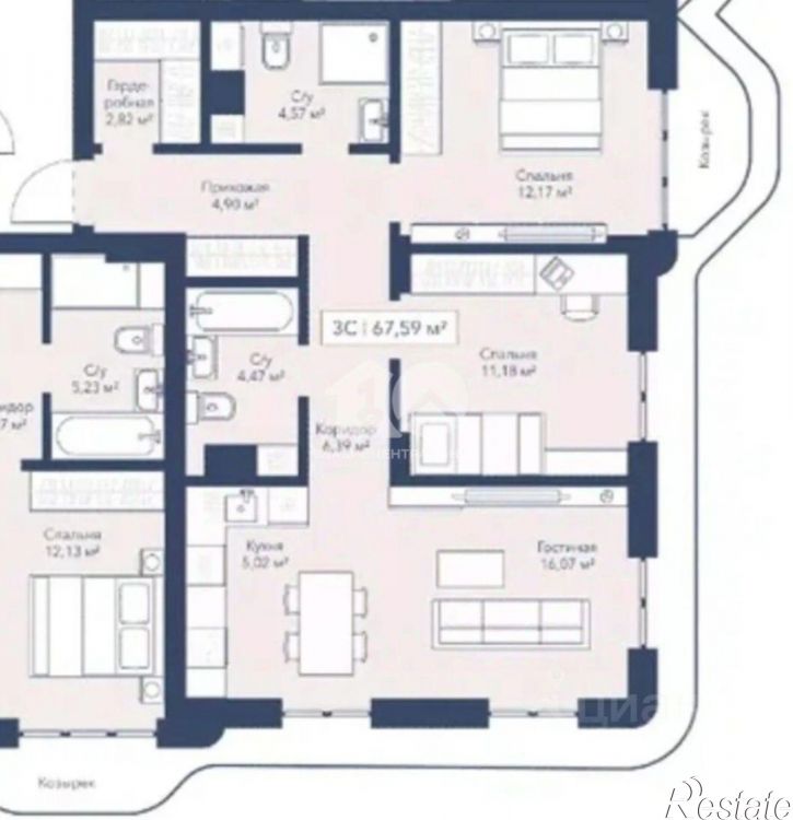 3-комн квартира ул Московская, 132а,  д. 132а