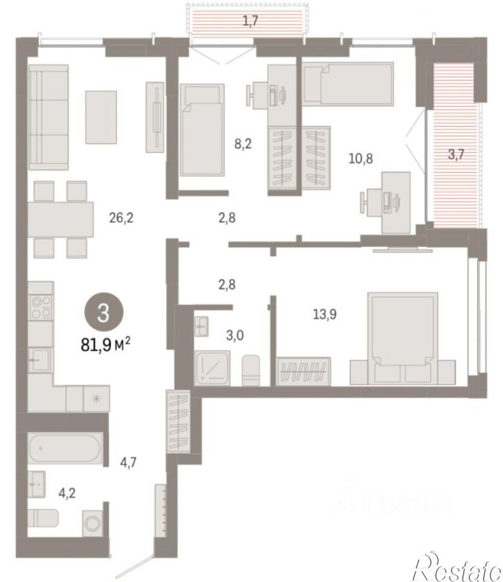3-комн квартира в новом доме ул Большевистская, 108,  д. 108