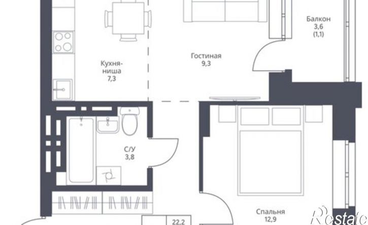1-комн квартира в новом доме ул Игарская, 20 4,  д. 20 4,  к. 4