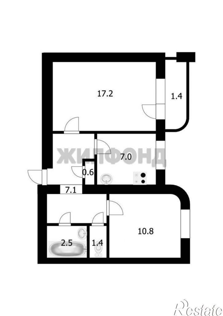 2-комн квартира Громова улица, д.18