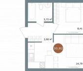 1-комн, 31 кв м, этаж 4/15 ул Костычева, 21