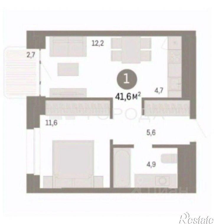 1-комн квартира ул Якушева, 50,  д. 50