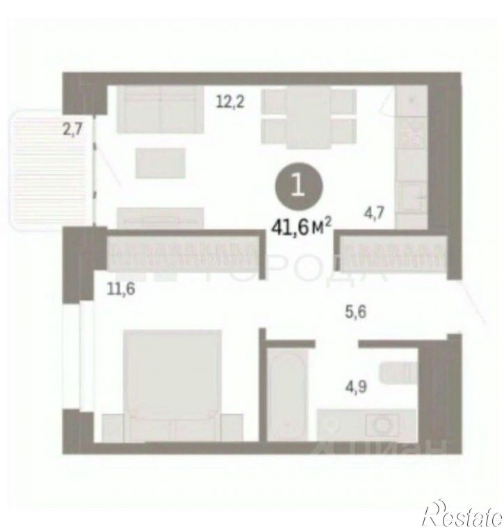 1-комн квартира ул Якушева, 50,  д. 50