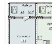 2-комн, 45 кв м, этаж 14/15 ул Объединения, 32