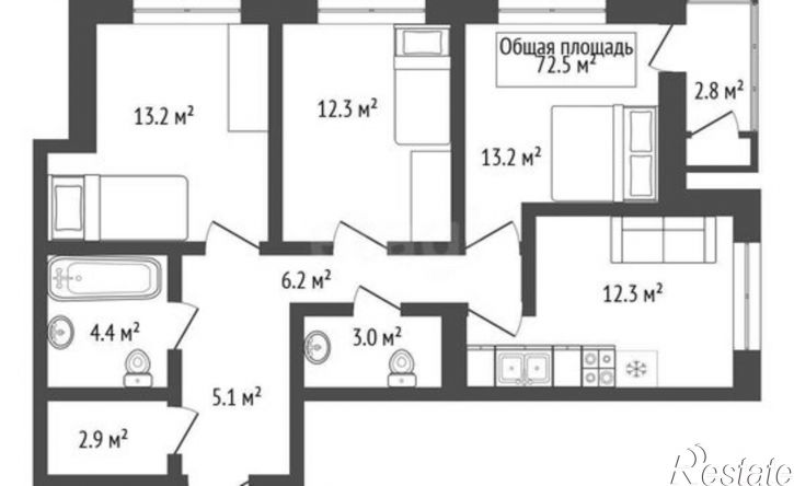 4-комн квартира ул Тульская, 78,  д. 78
