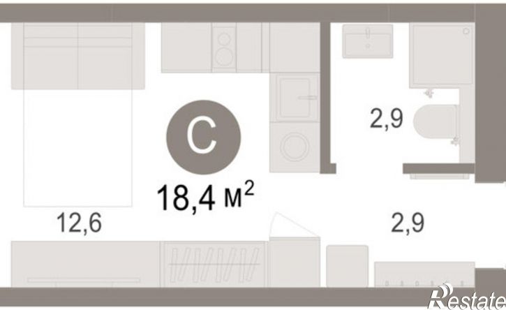 1-комн квартира в новом доме Новосибирск, улица Есенина, 3/1с12