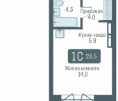 1-комн, 29 кв м, этаж 29/30 ул Немировича-Данченко, 145а