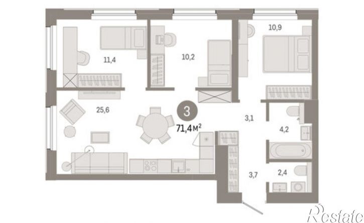 3-комн квартира в новом доме ул Журинская, 131А,  д. 131А