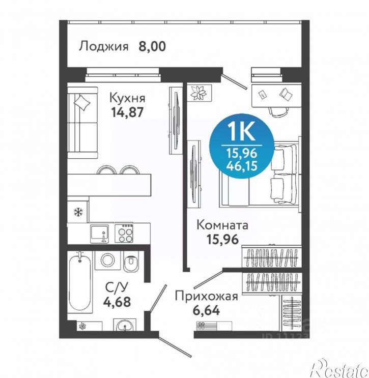 1-комн квартира в новом доме ул Бронная, 22/3,  д. 22/3