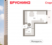 1-комн, 31 кв м, этаж 4/25 ул Есенина, 9/2