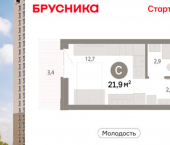 1-комн, 22 кв м, этаж 6/25 ул Есенина, 9/2