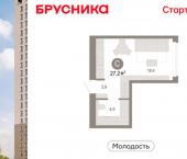 1-комн, 27 кв м, этаж 15/25 ул Есенина, 9/2