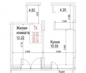 1-комн, 32 кв м, этаж 15/21 ул Фабричная, 65/3