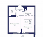 2-комн, 41 кв м, этаж 13/14 ул Коминтерна, 93/4