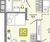 2-комн, 41 кв м, этаж 10/25 пер 3-й Серафимовича, 4