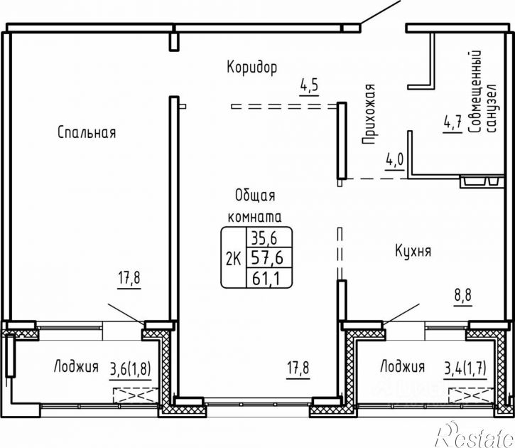 2-комн квартира в новом доме Большая улица