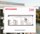 1-комн, 24 кв м, этаж 13/16 ул Владимира Заровного, 6