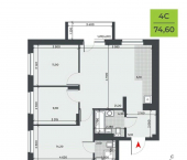4-комн, 74 кв м, этаж 7/21 ул Курчатова, 22/11 9
