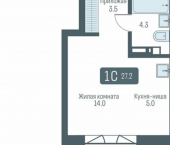 1-комн, 27 кв м, этаж 14/30 ул Немировича-Данченко, 145а