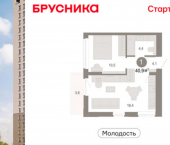 2-комн, 41 кв м, этаж 3/25 ул Есенина, 9/2
