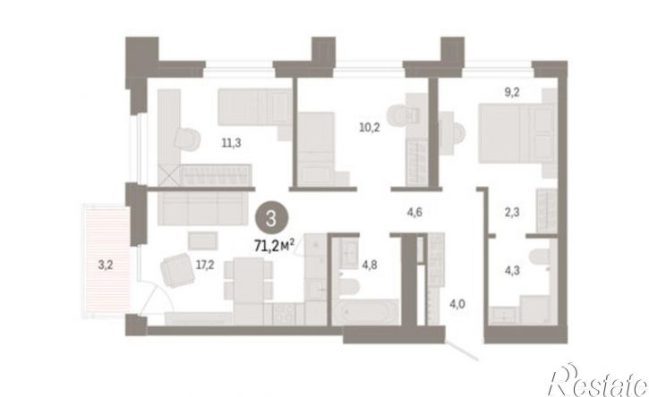 3-комн квартира в новом доме ул Журинская, 131А,  д. 131А