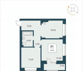 2-комн, 53 кв м, этаж 9/25 ул Авиастроителей, 1Б