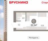 1-комн, 22 кв м, этаж 3/25 ул Есенина, 9/2