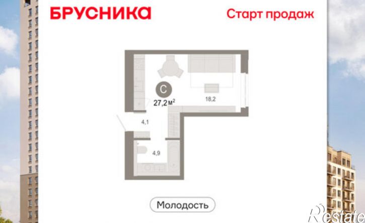 1-комн квартира в новом доме ул Есенина, 9/2,  д. 9/2