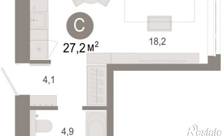 1-комн квартира в новом доме ул Есенина, 9/2,  д. 9/2