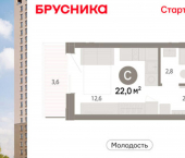 1-комн, 22 кв м, этаж 5/25 ул Есенина, 9/2