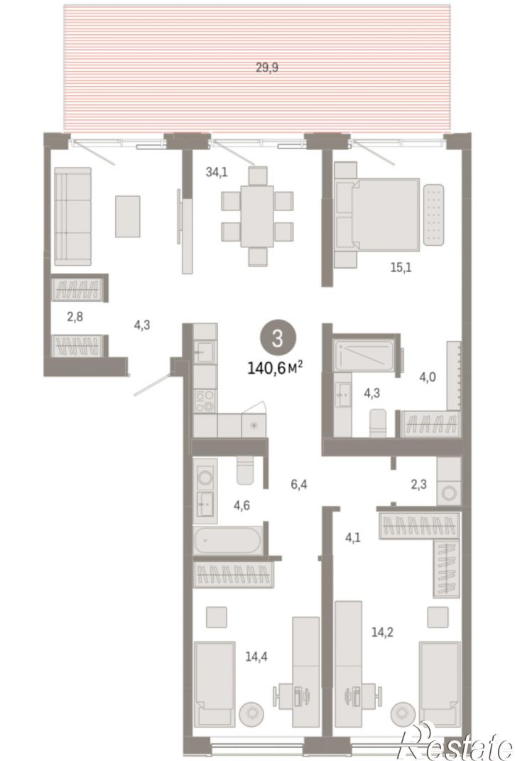 3-комн квартира в новом доме Большевистская, 114