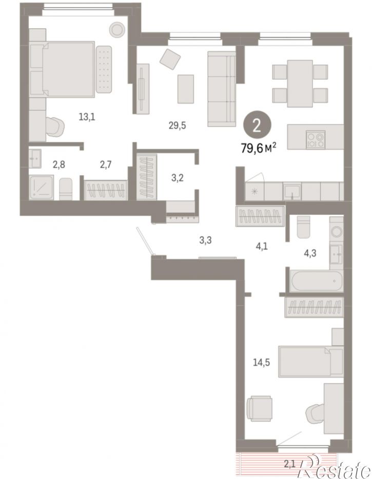 2-комн квартира в новом доме Георгия Колонды, 5