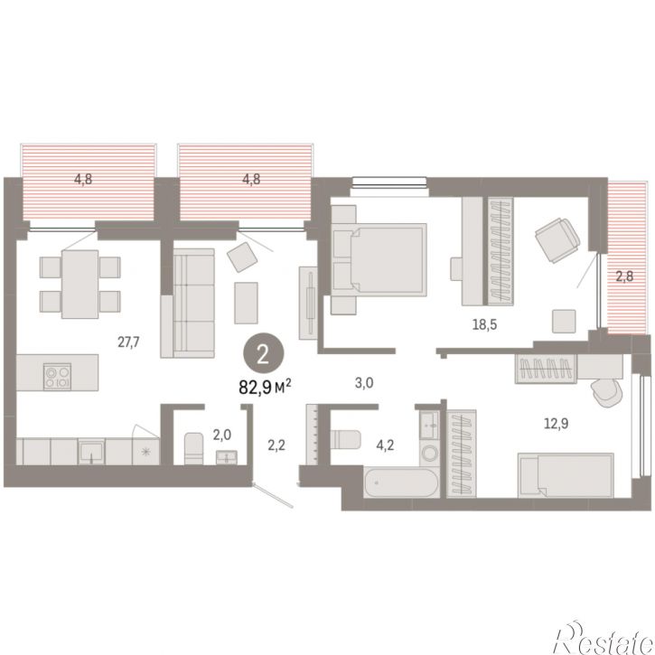2-комн квартира в новом доме Георгия Колонды, 5