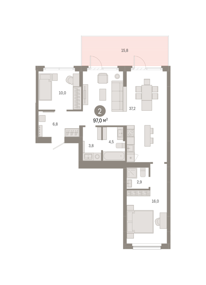2-комн квартира в новом доме Георгия Колонды, 5