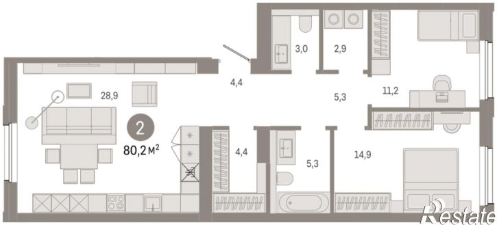 2-комн квартира в новом доме Улица Фрунзе, 218 стр