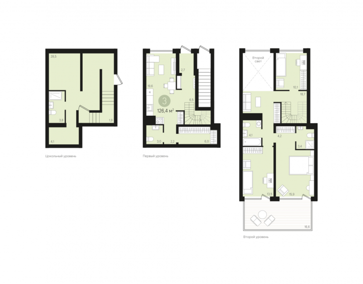 3-комн квартира в новом доме Аэропорт, 88