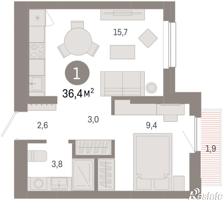2-комн квартира в новом доме Георгия Колонды, 5