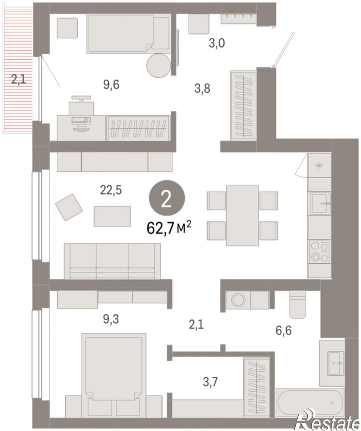 3-комн квартира в новом доме Георгия Колонды, 5