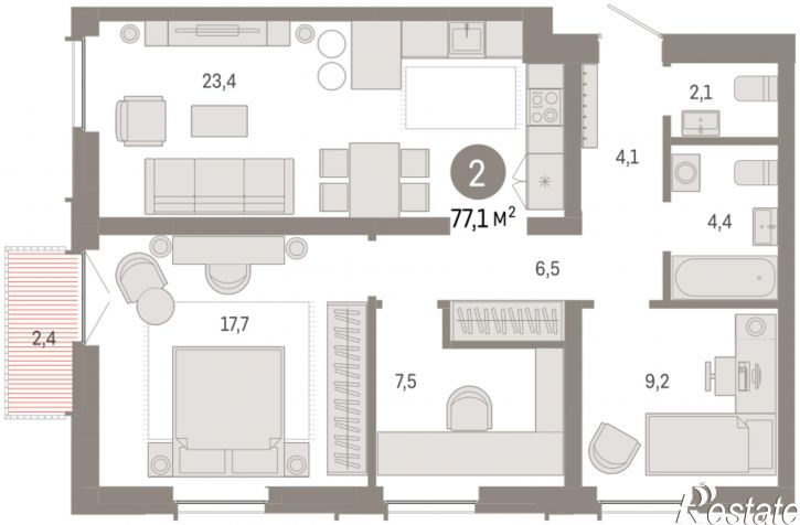 3-комн квартира в новом доме Большевистская, 114