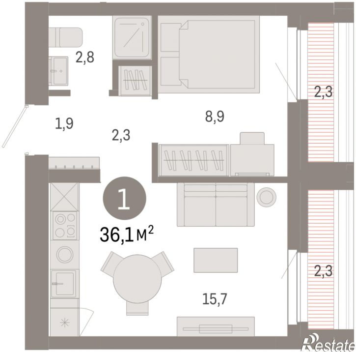 2-комн квартира в новом доме Центральная улица, 10