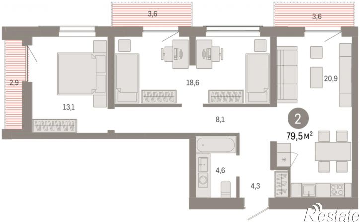 3-комн квартира в новом доме Большевистская, 114