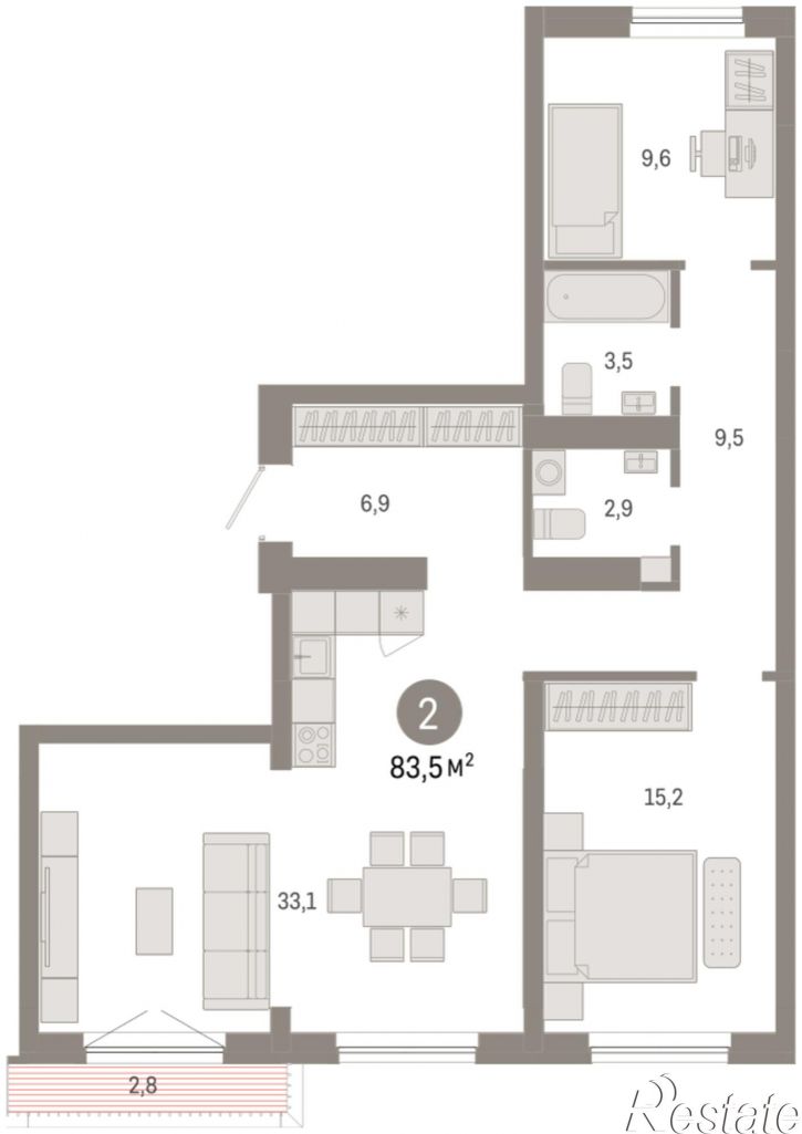 3-комн квартира в новом доме Большевистская, 114