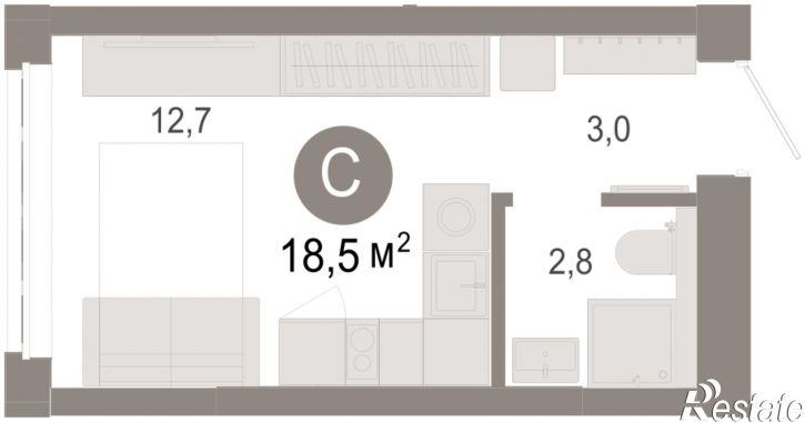 1-комн квартира в новом доме Есенина, 9/1