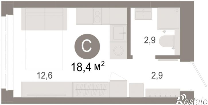 1-комн квартира в новом доме Есенина, 9/1
