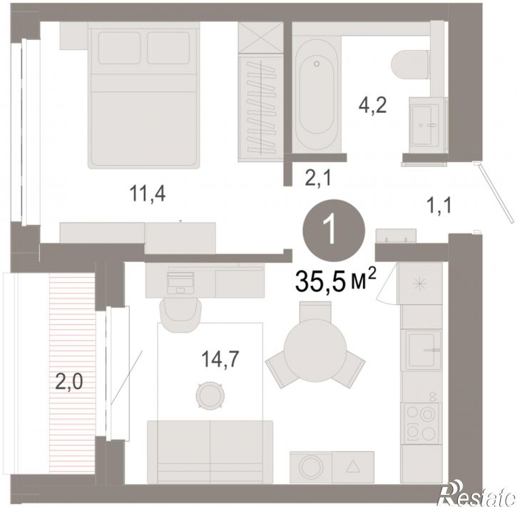 2-комн квартира в новом доме Есенина, 9/1