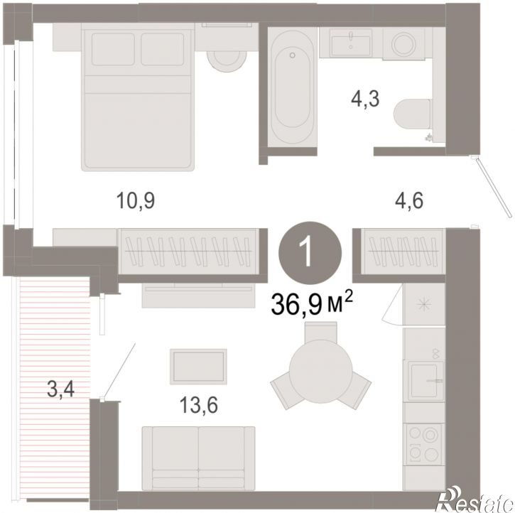 2-комн квартира в новом доме Есенина, 9/1