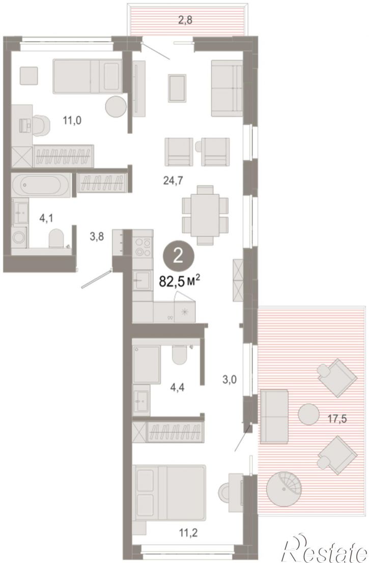 3-комн квартира в новом доме Есенина, 9/1