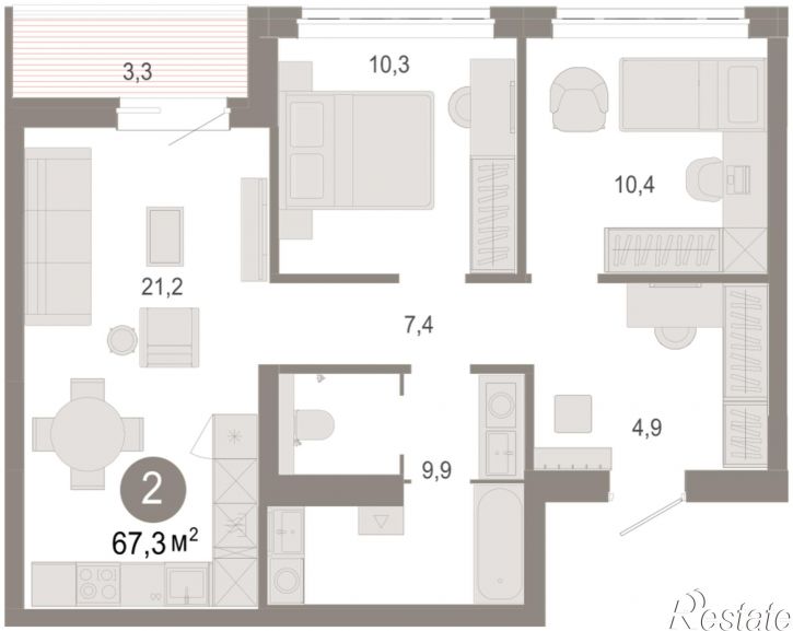 3-комн квартира в новом доме Есенина, 9/1